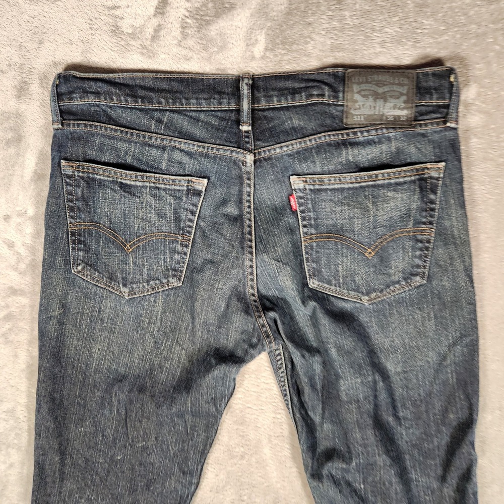 Levi's 511 Slim Fit Jeans Mens 36x32 Dark Blue Excellent Denim Pants 04511-4172 - Picture 11 of 13